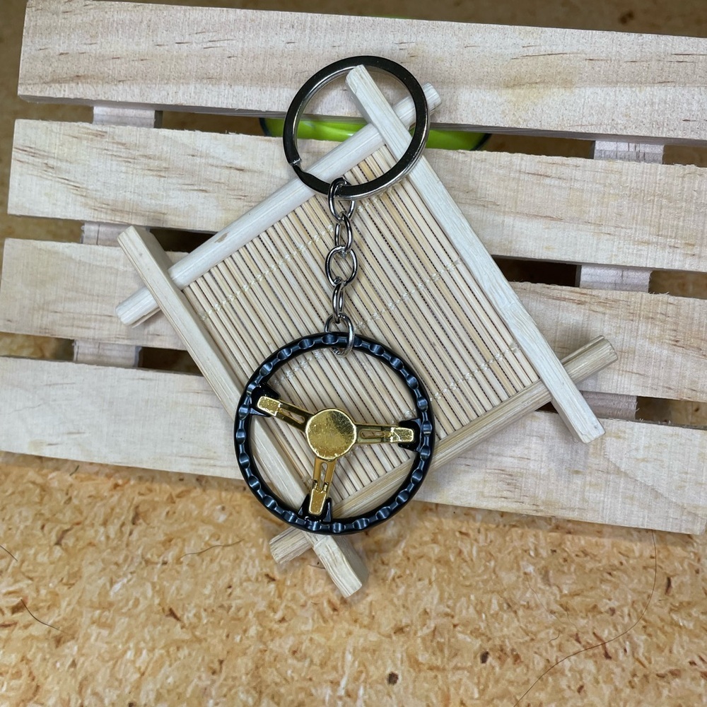 Black Steering Wheel Keychain